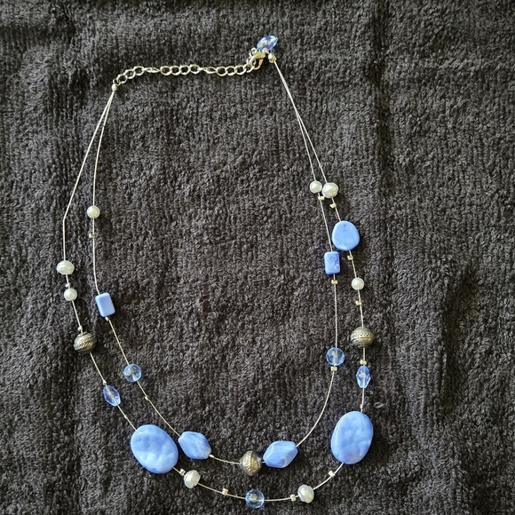 Two-Strand Blue Beaded Necklace - Picture 1 of 7